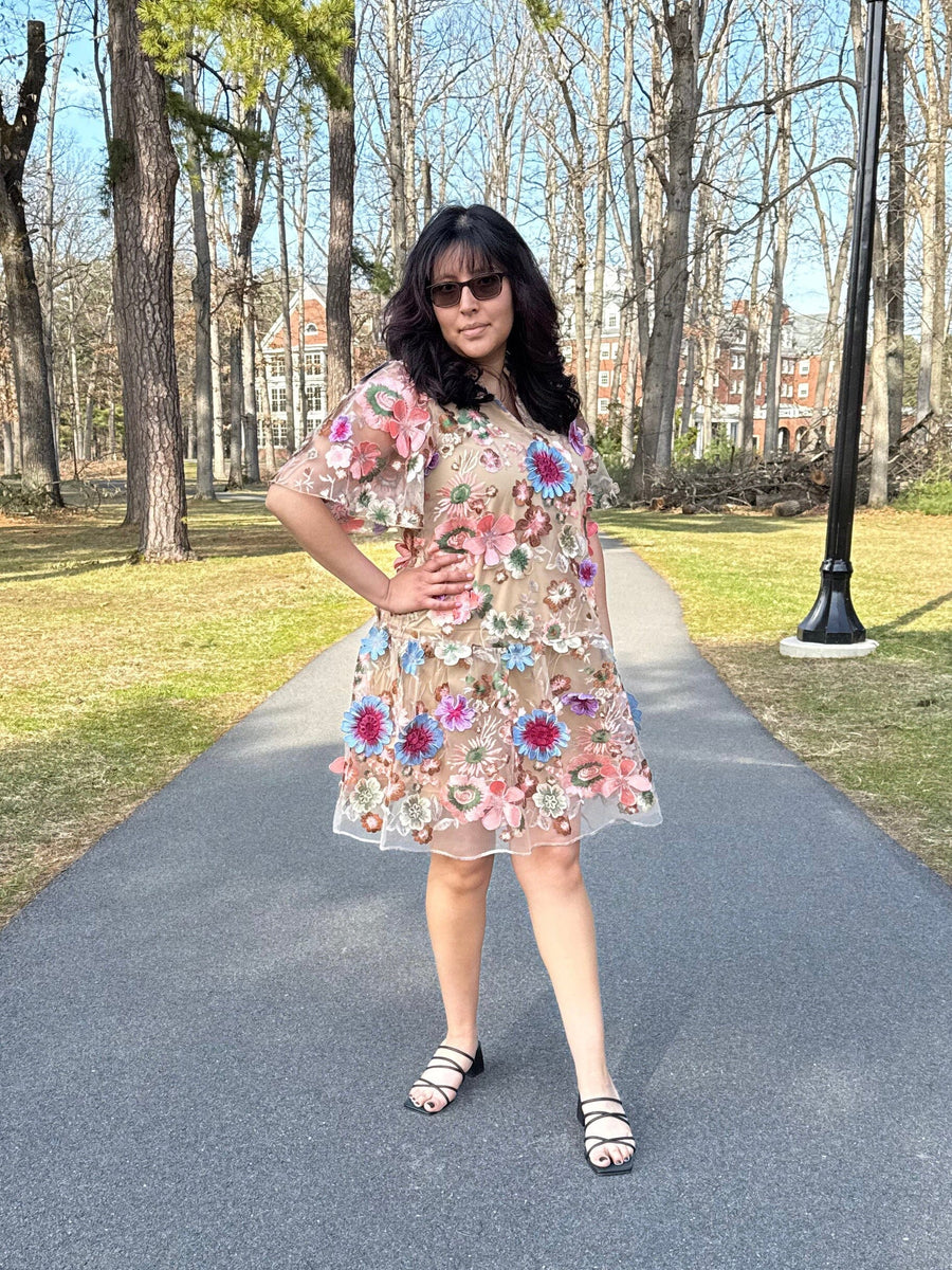 puff sleeve peplum mini dress Floral peplum mini dress in beige