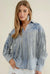Blue Embroidered Western Fringe Button Up Shirt