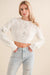 Off White Cropped Cable Knit Pearl Embellished Sweater